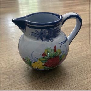 Vestal Alcobaca Portugal Pottery 4.5" Pitcher Hand Painted #23 EUC